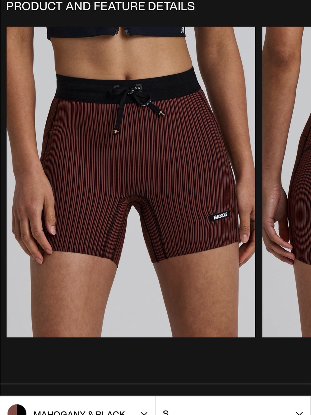 Bandit WOMEN'S STRIPED CADENCE™ 5" COMPRESSION SHORTS - MAHOGANY / BLACK - Picture 2 of 7